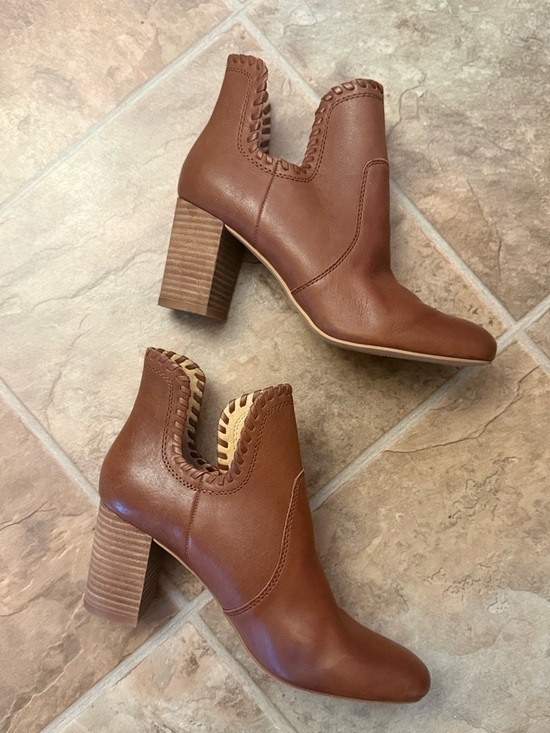 Lucky Brand Shoes - Lucky Brand Brown Leather Festival Booties Sz 8 Boho Ankle Boots Block Heel